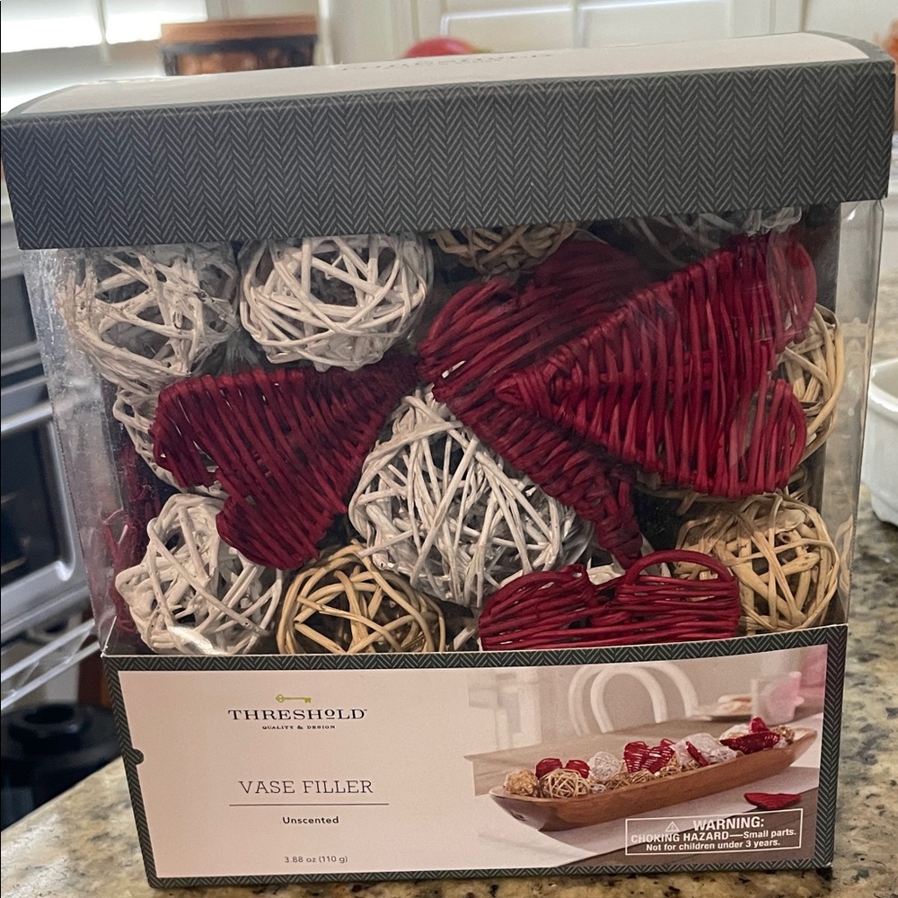 New Threshold Decorative Vase Filler in Red,Natural, & White Hues Hearts Valtine
